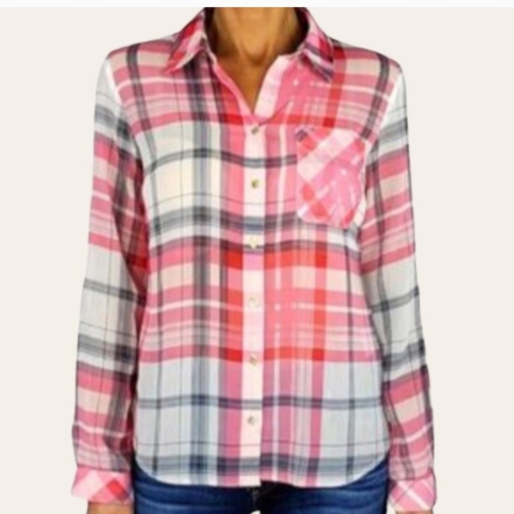 Pink Plaid Long Sleeve Shirt